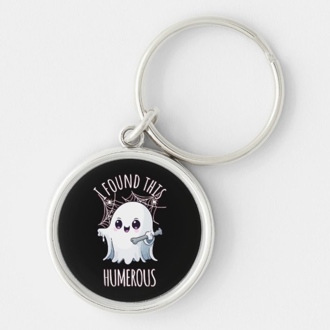 I Found This Humerus Funny Halloween Ghost Key Ring (Front)
