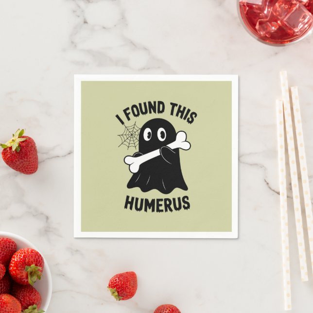 I Found This Humerus Halloween Ghost Napkin (Insitu)