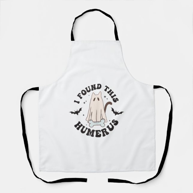 I Found This Humerus Humourous Funny Halloween Cat Apron (Front)