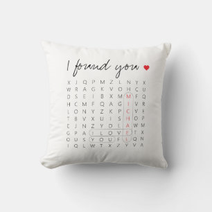 I Found You Romantic Word Search Game Throw Pillow