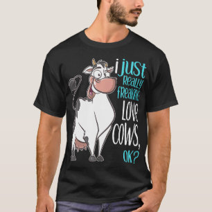 I Freaking Love Cows Cow Gif For Kids Adults Premi T-Shirt
