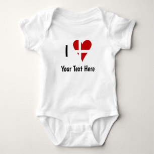 I (Funky Heart Shaped Danish Flag) Your Text Baby Bodysuit