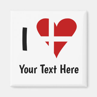 I (Funky Heart Shaped Danish Flag) Your Text Magnet
