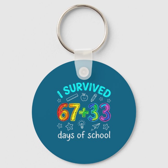 I Funny Survived 100 Days 67 Meme Key Ring (Front)