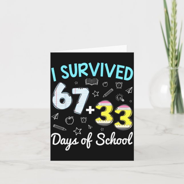 I Funny Survived 67 33 Days School Card (Front)