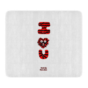 I Fuzzy U Glass Cutting Board (15.2 cm x 17.8 cm)