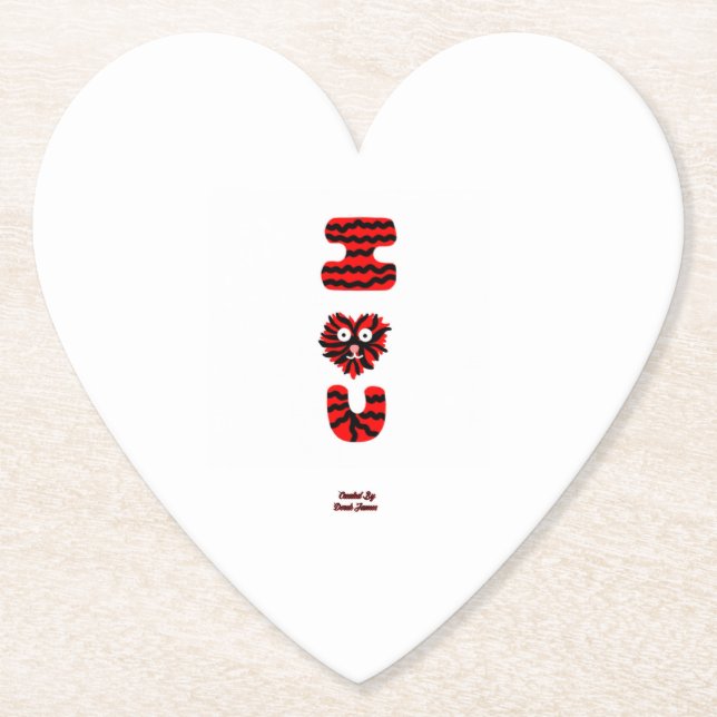 I Fuzzy U Heart Paper Coaster (Front)