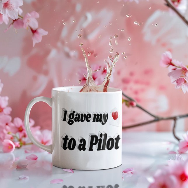 I Gave My Heart to a Pilot black text Coffee Mug (Creator Uploaded)