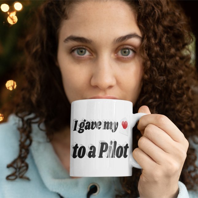 I Gave My Heart to a Pilot black text Large Coffee Mug (Creator Uploaded)
