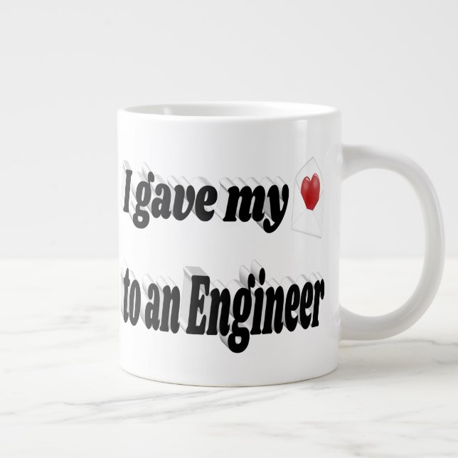 I Gave My Heart to an Engineer text Large Coffee Mug (Right)