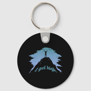 I Get High Fun Rock Climbing Humour Climber Pun Key Ring