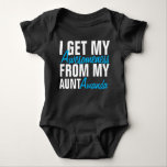 I Get My Awesomeness From My Aunt (The Aunt Name) Baby Bodysuit<br><div class="desc">Baby Bodysuit or T-shirt makes the perfect baby gift. It’s adorable during baby’s first year,  and it looks extra great accessorised with the funny say on it.</div>