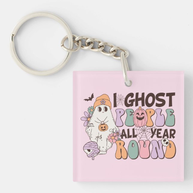 I Ghost People Halloween Key Ring (Front)