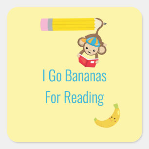 I Go Bananas for Reading Smart Monkey Square Sticker