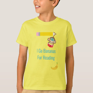 I Go Bananas for Reading Smart Monkey T-Shirt