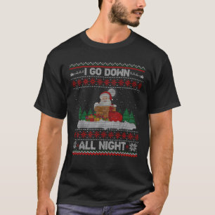 I Go Down All Night Crude Dirty Funny Christmas Sa T-Shirt