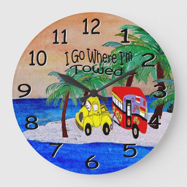 i go where i'm towed camper wall clock (Front)