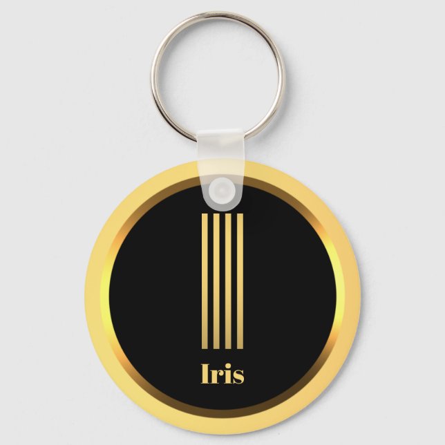 I Gold Monogrammed Letter Personalised Keychain (Front)