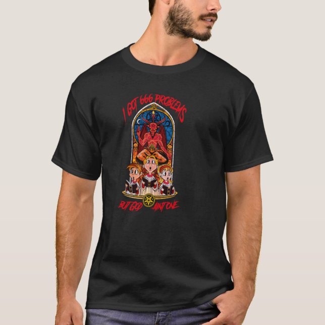 I Got 666 Problems  Atheist Satanic Goat Baphomet T-Shirt (Front)
