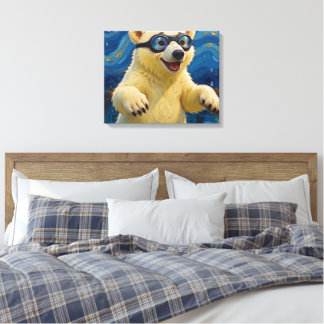 I Got Bubbles - Polar Bear Cub In Water Canvas Print