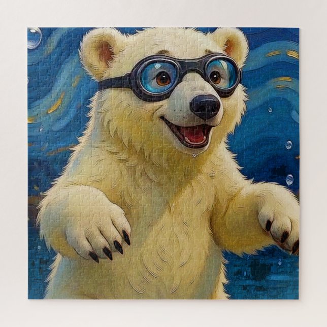 I Got Bubbles - Polar Bear Cub In Water Jigsaw Puzzle (Vertical)