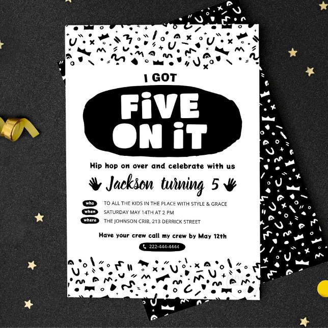 I Got Five On It, 90s Hip Hop Birthday Old School Invitation (Creator Uploaded)