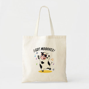 I Got Moooves Funny Dancing Cow Pun  Tote Bag