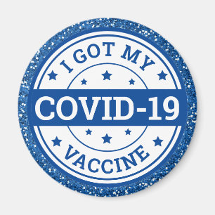 I Got My Covid-19 Vaccine Blue Glitter Magnet