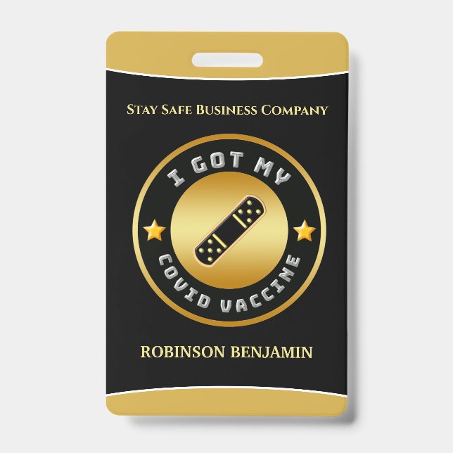I Got My Covid Vaccine Business Logo ID Badge (Front)