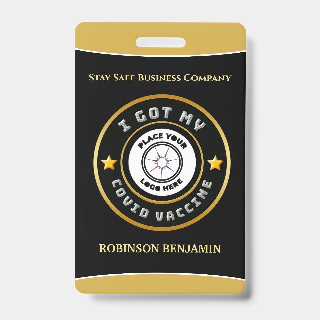 I Got My Covid Vaccine Business Logo Personalise  ID Badge (Front)