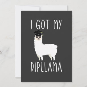I Got My Dipllama Graduation Llama Pun Invitation