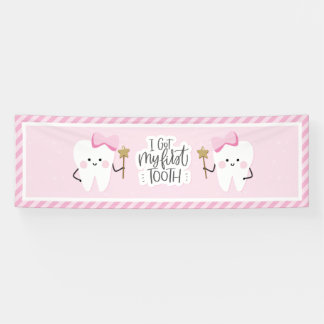 I got my First Tooth baby girl party decoration. Banner
