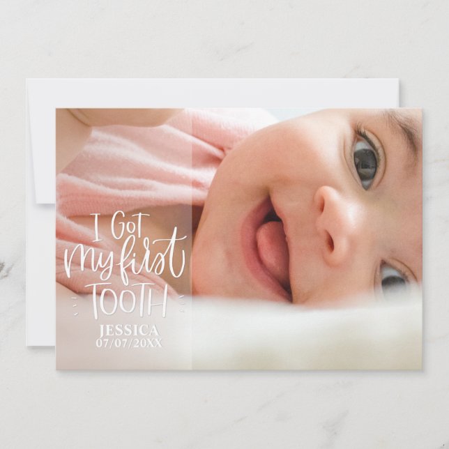 I got my First Tooth Baby Girl Personalised  Holiday Card (Front)
