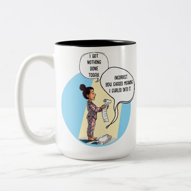 I Got Nothing Done Today Cat Humour Two-Tone Coffee Mug (Left)