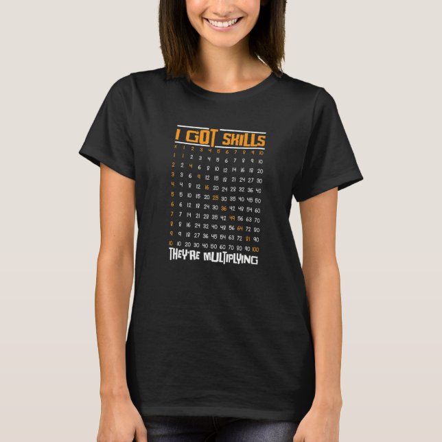I Got Skills They Are Multiplying Math Science Tea T-Shirt (Front)