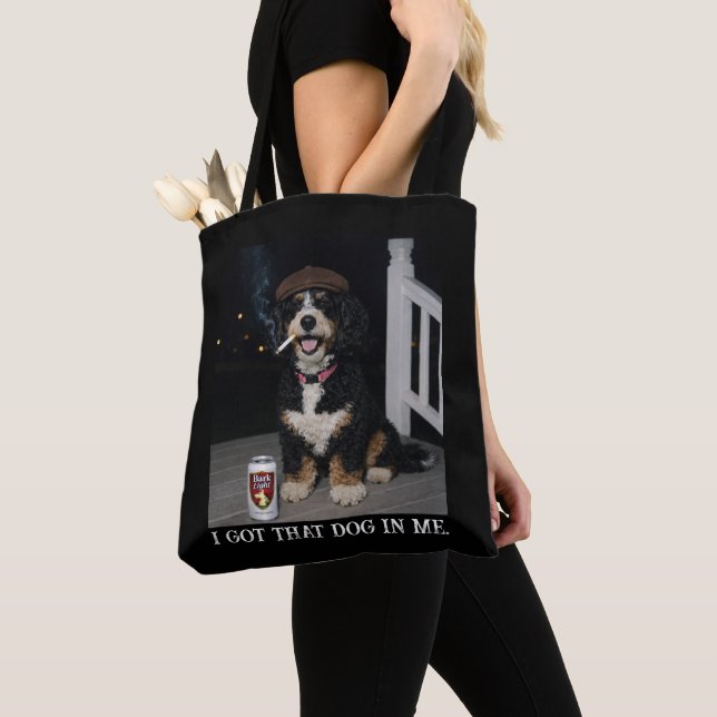 I Got That Dog In Me, Funny Bernedoodle Meme Tote Bag (Close Up)