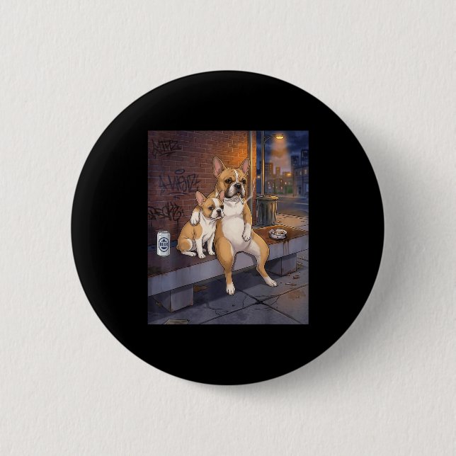 I Got That Dog In Me Funny French Bulldog Smoking  6 Cm Round Badge (Front)