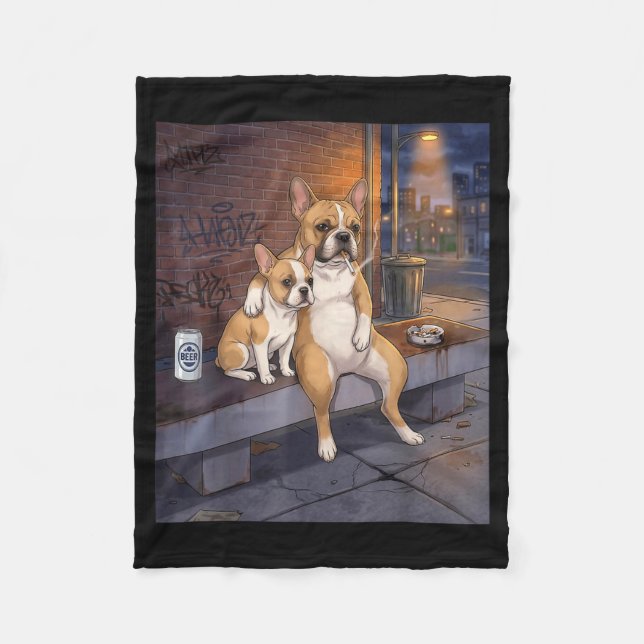 I Got That Dog In Me Funny French Bulldog Smoking  Fleece Blanket (Front)