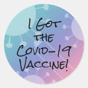 I Got the Covid-19 Vaccine Pink Gradient Ombre Classic Round Sticker
