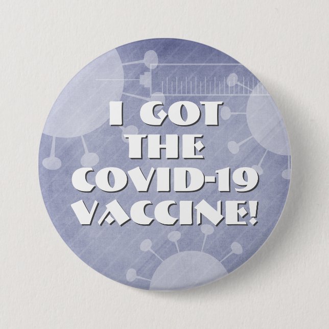 I Got the Covid-19 Vaccine Purple Striped Grunge 7.5 Cm Round Badge (Front)