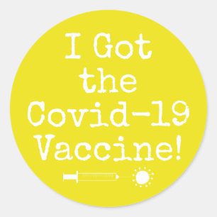 I Got the Covid-19 Vaccine Simple Bright Yellow Classic Round Sticker