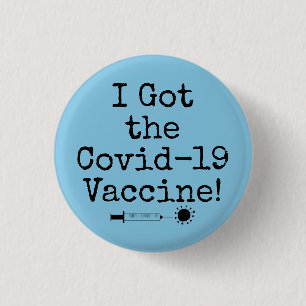 I Got the Covid-19 Vaccine Simple Light Blue 3 Cm Round Badge