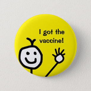 I got the vaccine cute happy face 6 cm round badge
