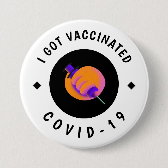 I Got Vaccinated Purple Syringe Modern Vaccine  7.5 Cm Round Badge (Front)