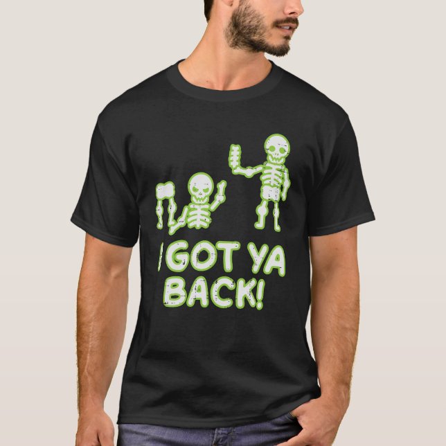 I Got Ya Back Skeletons Pun Funny Halloween Men T-Shirt (Front)