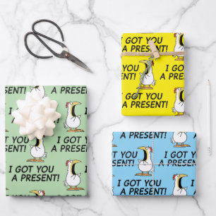 I GOT YOU A PRESENT! shouty chicken Wrapping Paper Sheet