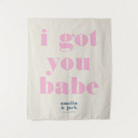 I Got You Babe Bright Pink Bold Wedding Backdrop