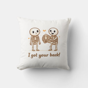 I Got Your Back Cute Skeleton Halloween Quote Cushion