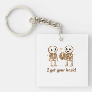 I Got Your Back Cute Skeleton Halloween Quote Key Ring
