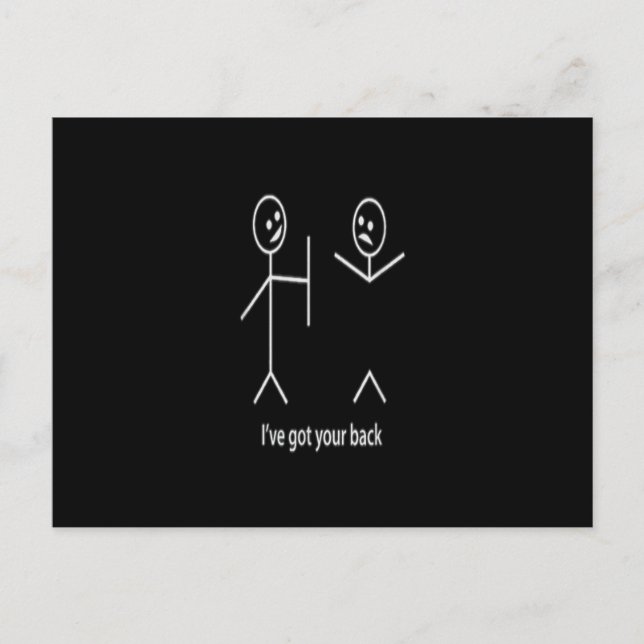 I Got Your Back Stick Figure Graphic Friendship.pn Postcard (Front)